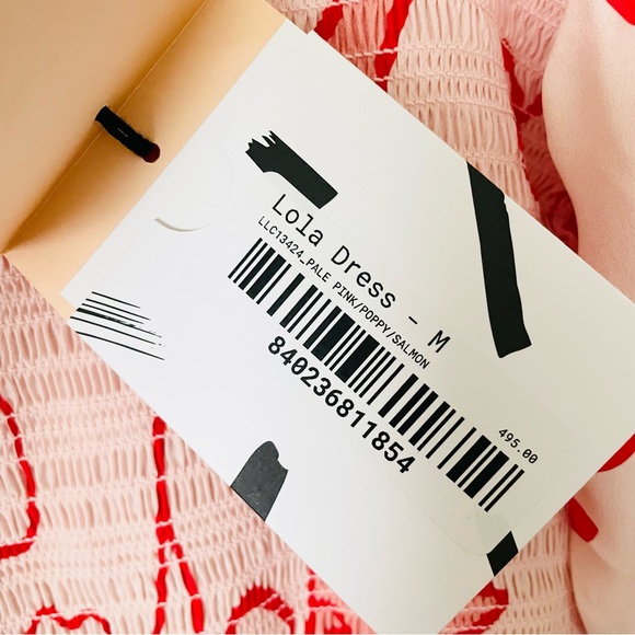 NWT La Ligne MEDIUM Lola Shirred Printed 100% silk pink midi dress - Picture 10 of 13